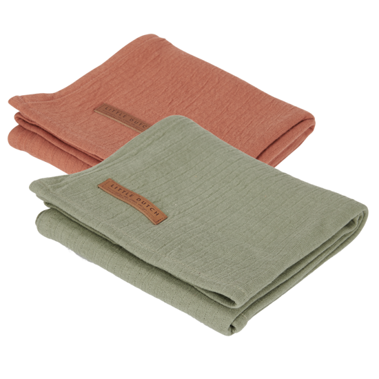 Swaddle Tuch 70 x 70 - Pure Olive /rust