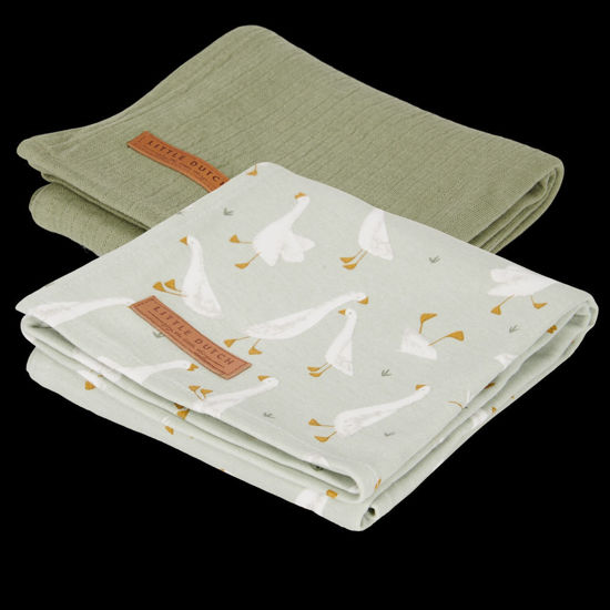 Bild von Musselintuch Swaddles 70 x 70 Little Goose / Pure Olive