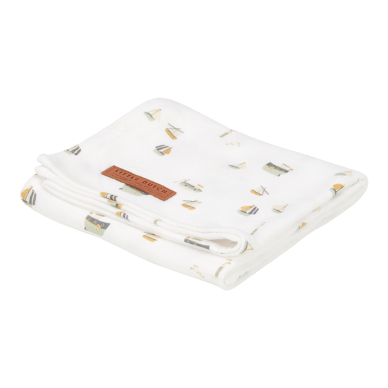 Bild von Musselintuch Swaddle 120 x 120 Sailors Bay White