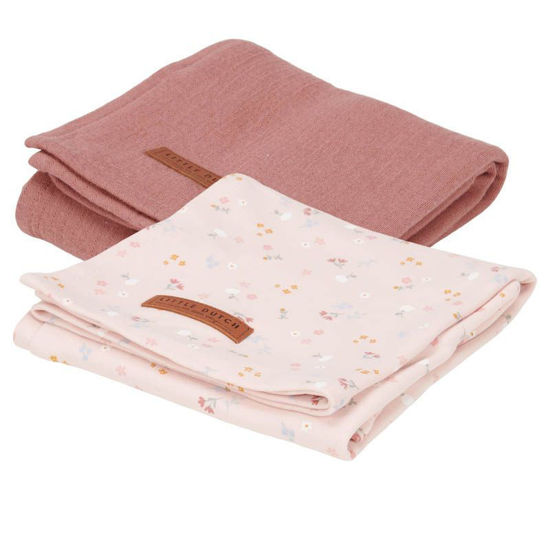 Bild von Musselintuch Swaddles 70 x 70 Pure Pink Blush / Little Pink Flowers