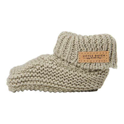 Bild von Gestrickte Babyschuhe Olive - grösse 1