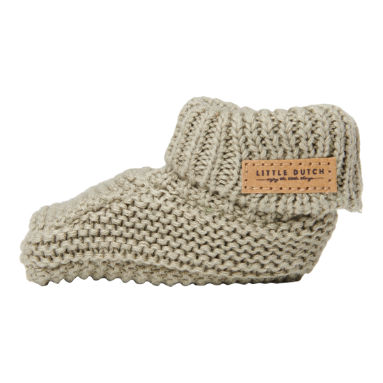 Bild von Gestrickte Babyschuhe Olive - grösse 1