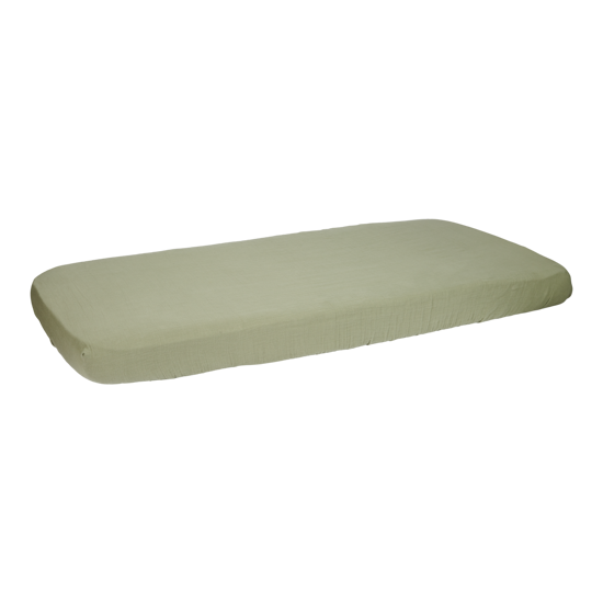 Bild von Spannbetttuch Kinderbett muslin Olive 60x120cm