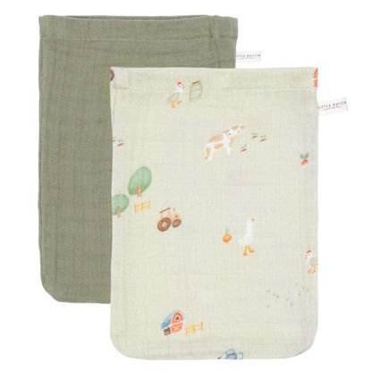 Bild von Waschhandschuhe Set muslin Little Farm / Olive