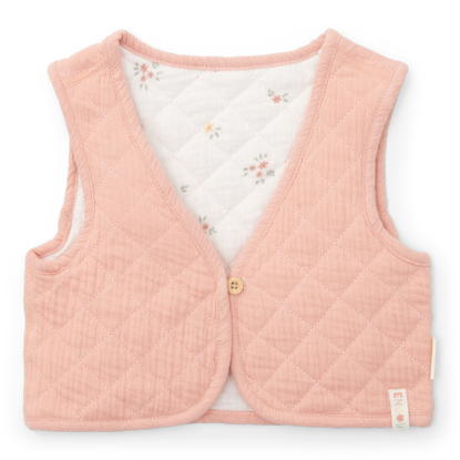 Bild von Reversible gilet muslin Flower Pink / White Meadows - 74/80