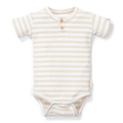 Bild von kurzämliger Body gestreift Sand/White - 74 (NOOS)