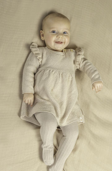 Bild von Langärmliges gestricktes Kleid ruffles Sand - 50 (NOOS)