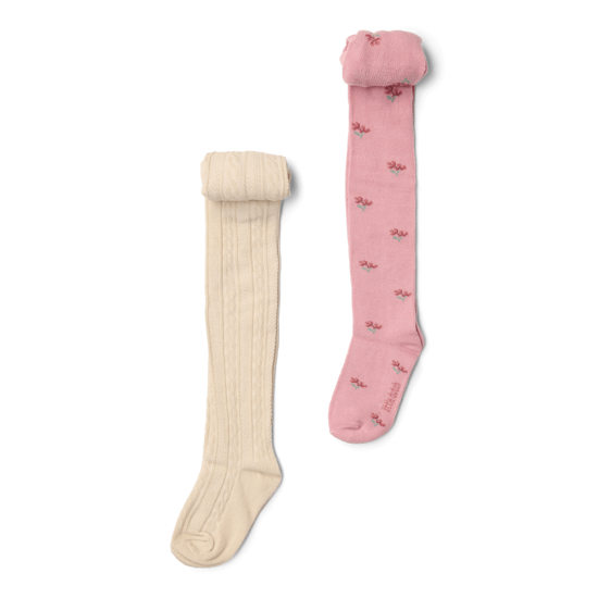 Bild von 2-pack Tights Sand/Velvet Rose - 74/80