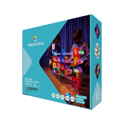 Bild von Cleverclixx Kugelbahn-Lichteffekt-Bausatz in Knallfarben 100 Teile